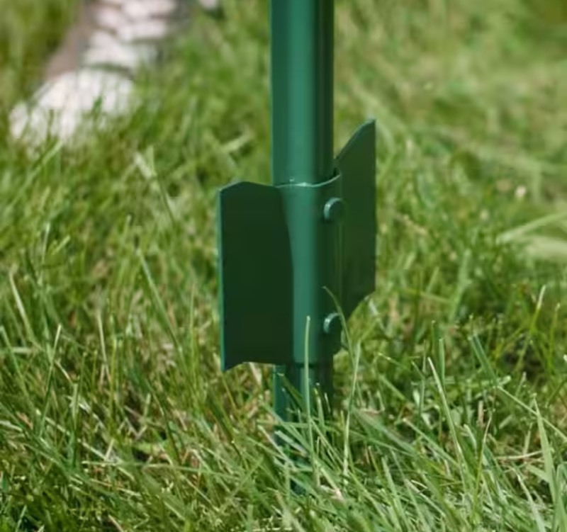 lot 69 image: Bundle of 8 1-14 in. x 34 in. x 3 ft. 14-Gauge Green Steel U-Fence Post with Anchor Plate - Prepare for the Upcoming Season