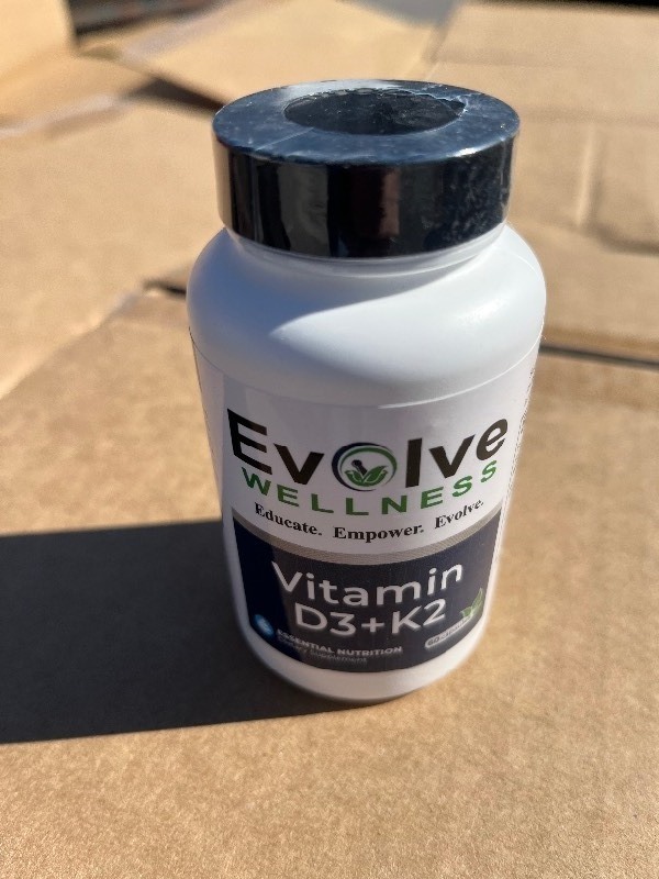 lot 95 image: Bundle of 4 Bottles Evolve Wellness Vitamin D3  K2 (Capsules) (60per bottle)