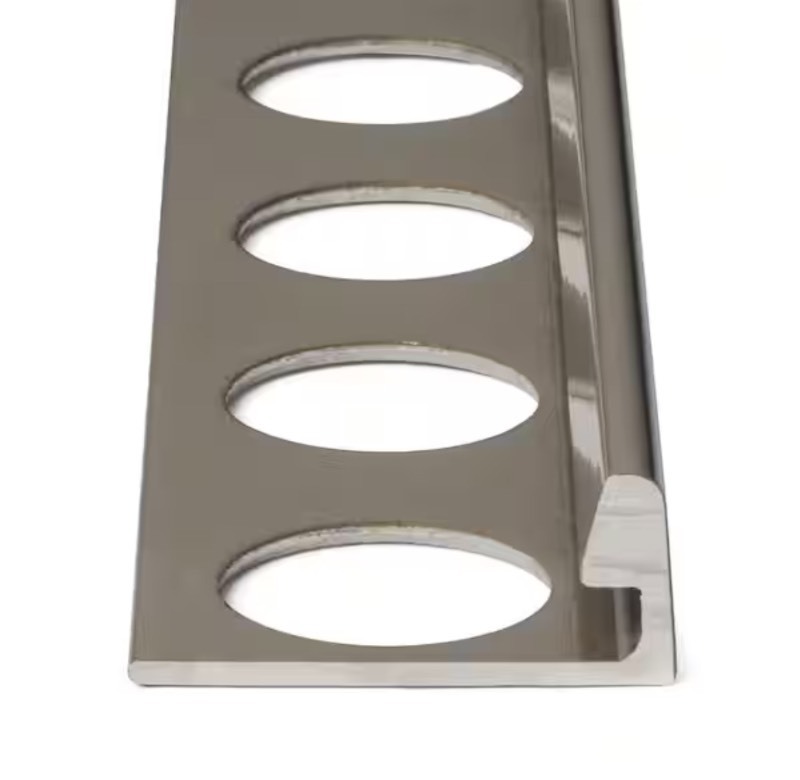lot 344 image: Bundle of 2 Pieces Satin Nickel 38 in. x 98 12 in. Aluminum L-Shaped Tile Edging Trim