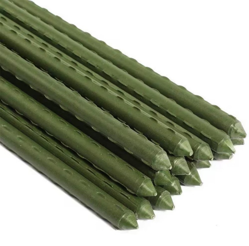 lot 123 image: Check Sizing 5 ft Sturdy Steel Garden Stakes Plastic Coated Plant Stakes for Climbing Plants, 12pack