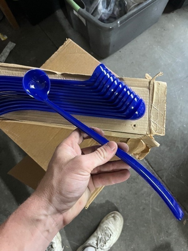 lot 177 image: 2 Boxes of 12 New Carly 13.5 Cobalt Blue Ladles
