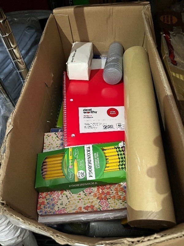 lot 154 image: Large Box of Miscellaneous Office School Crafts Supplies 10lb box