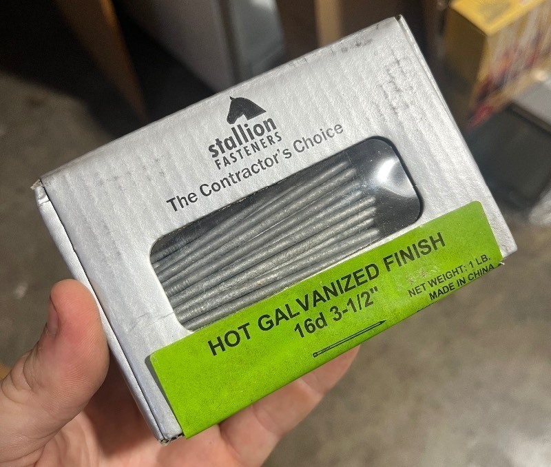 lot 224 image: 6 boxes of the contractors choice  HOT GALVANIZED FINISH 16d 3-12 stallion FASTENERS