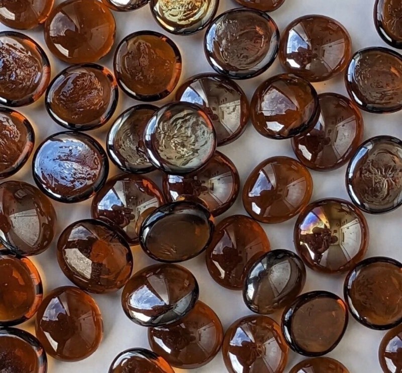lot 119 image: Fire & Ice Glass Pebbles - Water or Fire Pit Additions - Beautiful, 8lb Bag