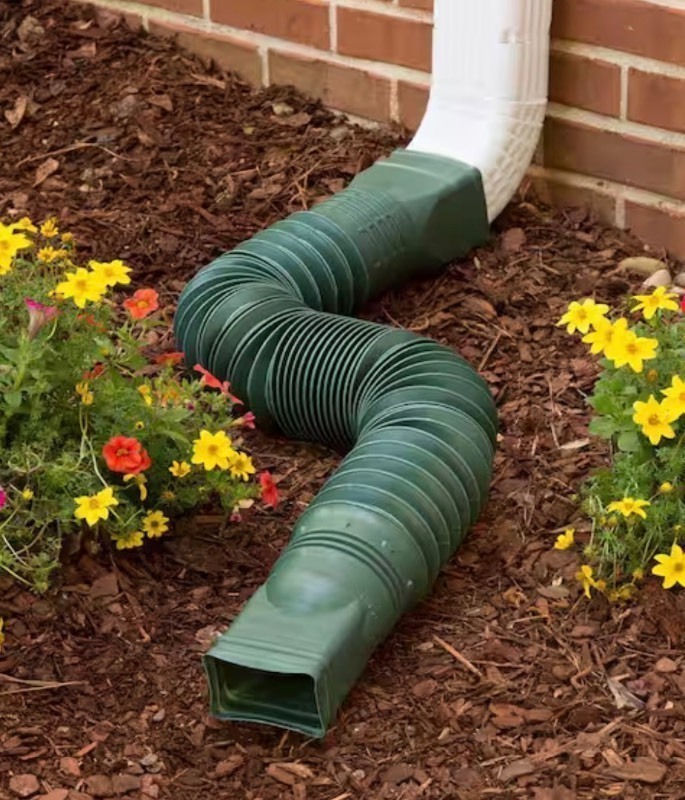 lot 297 image: Bundle of 3 Flex A Spout 55 in. Green Vinyl Downspout Extensions