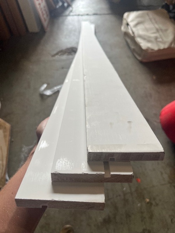 lot 112 image: Bundle of 6  Wood Trim Board Pieces - not perfect