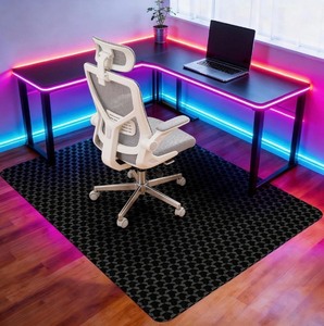 lot 6 image: Vicwe Office Chair Mat for Hardwood Floor, 63 x 51 Chair Mat, Anti-Slip Large, Easy Glide for Rolling Chairs, Easy Clean, Multi-Purpose Floor Protector Desk Chair Mat for Gaming, Home Office, Black