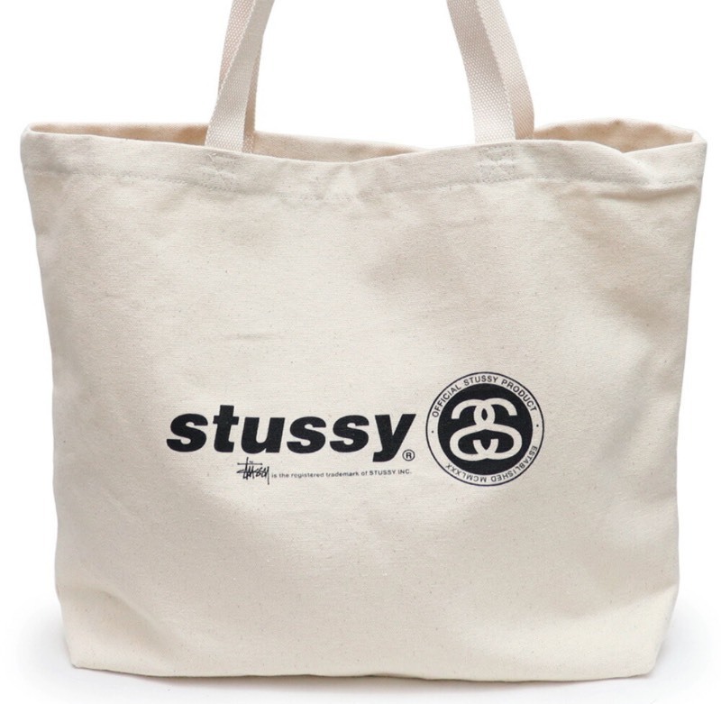 lot 198 image: NEW STUSSY ITALIC LINK CANVAS TOTE BAG 134221 NATURAL - W Interior Pocket