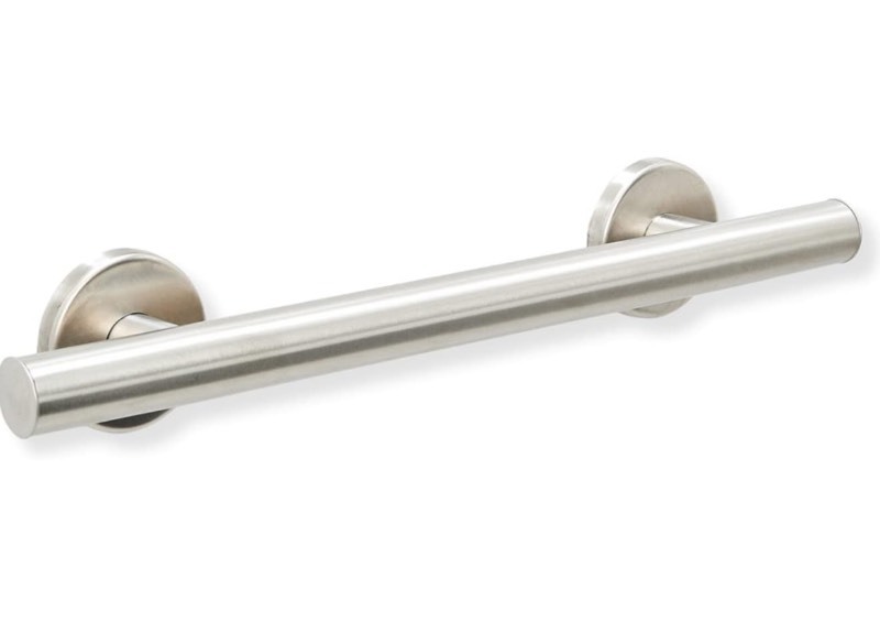 lot 272 image: 18 Skyline Grab Bars for Shower 1.25 Dia  ADA Handicap Grab Bars for Wall in Brushed Finish  Made from 304 Stainless Steel & Holds up to 500 lbs Retails $75 - no screws