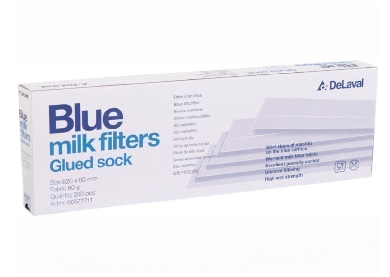 lot 617 image: Box of Blue milk filters Sewn sleevesock - 4  33� in Fabric 80 g Quantity 50 pcs per box