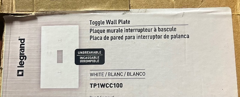 lot 336 image: Bundle of 50 Pass & Seymour Legrand White Single Toggle Wall Plate - No box