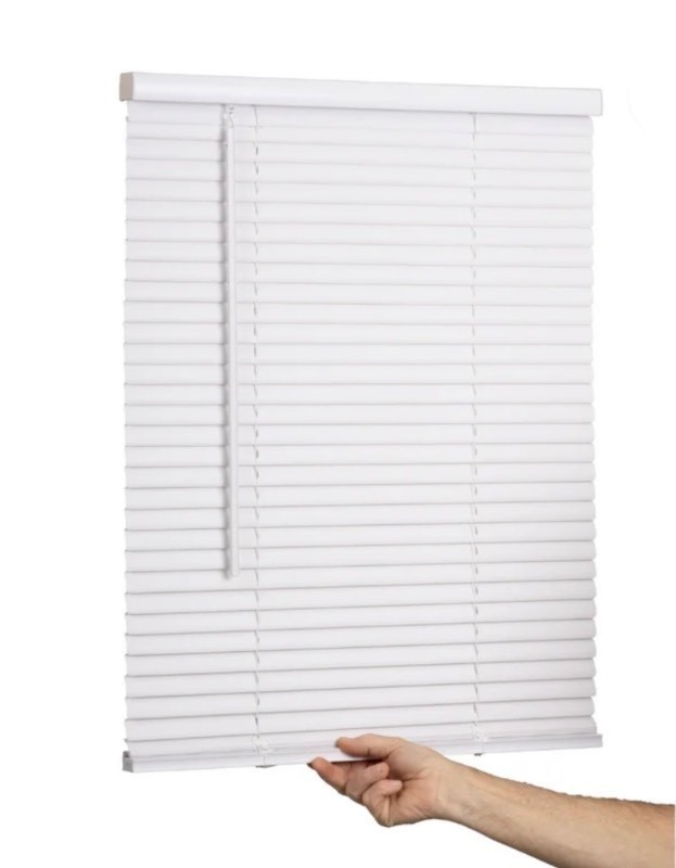 lot 159 image: Lotus & Windoware Cordless 1 Vinyl Mini Blind Light Filtering Horizontal Blind, 71 Width x 48 Length, White, Smooth