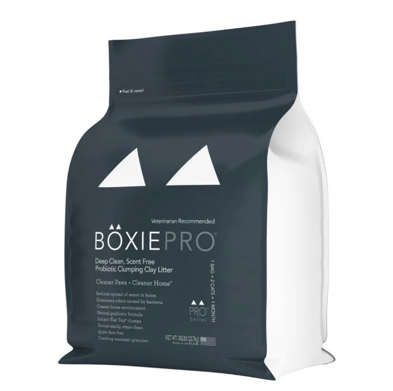 lot 14 image: BoxiePro Deep Clean, Scent Free, Probiotic Clumping Clay Litter, 28 lb.