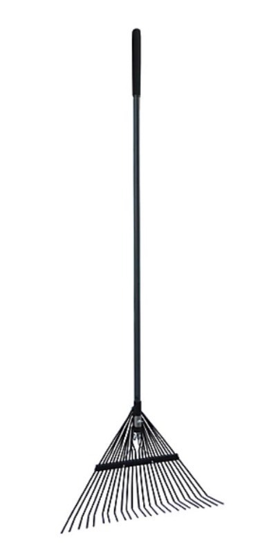 lot 74 image: GroundWorks Steel Leaf Rake, 24 Tines, 51 in Straight Fiberglass Handle with Cushion End Grip