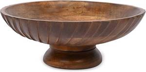 lot 8768 image: EDHAS Mango Wood Bowl Hand Carved (12 x 12 x 4.75 in)