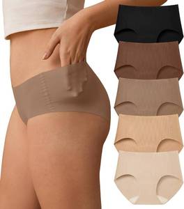 lot 8772 image: SHARICCA Womens Seamless Nuage No-Show Hipster Panties 5 Pack Black - Medium