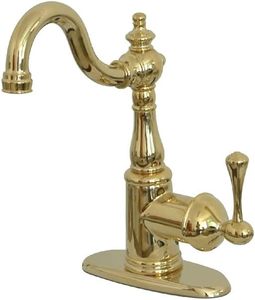 lot 8787 image: Kingston KS7492BL Single-Handle Bar Faucet, Polished Brass No plate