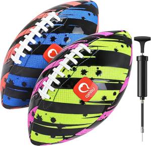 lot 8793 image: QPAU Waterproof Football, 2 Pack 9-Inch Outdoor Games for Adults & Kids