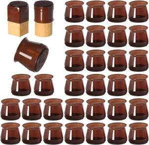 lot 8806 image: 32 Pcs Silicone Chair Leg Protectors with Brown Felt, Large 1.3-2 Fit