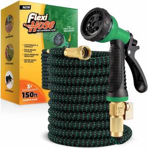 Flexi Hose 150FT Expandable Garden Hose with 8-Function Nozzle, 3/4-In Brass
