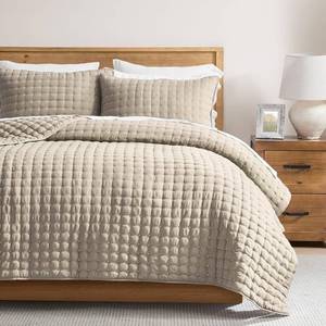 WDCOZY Beige King Size Quilt Bedding Set with Pillow Shams 3 Pieces 104x90