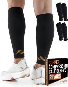 lot 8812 image: Doctors Select Copper Calf Compression Sleeve - 2 Pairs Unisex Shin Splint