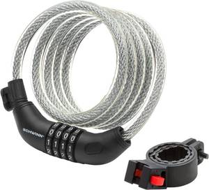 lot 8822 image: Schwinn Bike Cable Lock 6 ft x 12 mm, Vinyl Covered Steel, Bracket, Black
