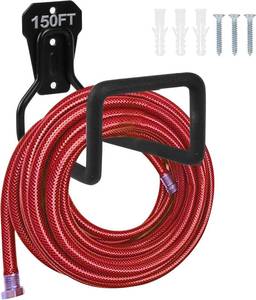 lot 8823 image: Metal Wall-Mount Garden Hose Holder for Outside Yard - Heavy Duty Hose Hanger