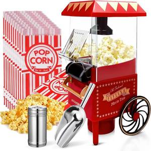 lot 8831 image: Popcorn Machine, Hot Air Popcorn Maker, 10-Cup, Oil-Free, Portable Retro