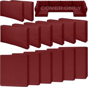 lot 8832 image: 14-Piece Outdoor Waterproof Cushion Covers for 6-Seat Wicker Rattan Sofa
