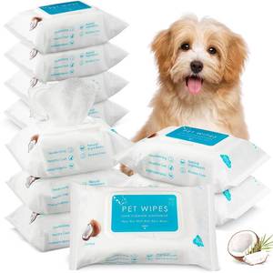 lot 8853 image: Treela 10 Packs of 80 Dog & Cat Pet Wipes for Paws, Ears, Skin (Coconut)