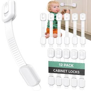 lot 8854 image: Infinno Cabinet Locks for Baby Proofing (12 Pack)  No-Drill 3M Adhesive