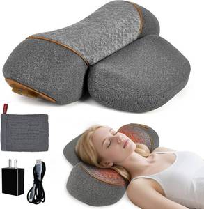 lot 8863 image: 3-in-1 Rechargeable Neck Massager Pillow with Heat, Vibration & Traction No Char