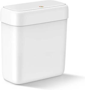 lot 8870 image: 2.6 Gallon Small Bathroom Trash Can with Pop-Up Lid, Dog-Proof, White