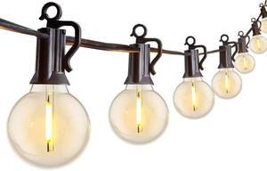 lot 8872 image: Brightown Outdoor String Lights 29ft G40 LED IP65 Waterproof Patio 12 Bulbs