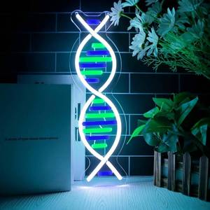 lot 8882 image: DNA Double Helix Neon Sign for Wall Decor, Dimmable LED USB, 4.7x16.1in