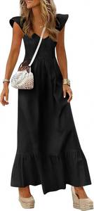 lot 8887 image: PRETTYGARDEN Womens Smocked Maxi Sun Dress, Cap Sleeve V-Neck, Pockets Small