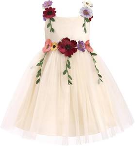 lot 8893 image: IDOPIP Toddler Embroidery Flower Girl Dress Tulle Pageant Wedding Gown