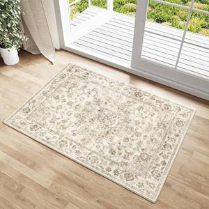 lot 8896 image: 2x3 Beige Neutral Area Rug  Washable, Non-Slip, Soft Low Pile, Farmhouse