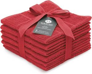 lot 8899 image: 100% Cotton Dish Cloths, 6 Pack, 12x12 in, Reusable RED Dish Cloths