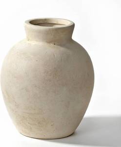 lot 8900 image: Rustic Terracotta Pot, Off-White Ceramic Vase, 6.1-Inch Centerpiece