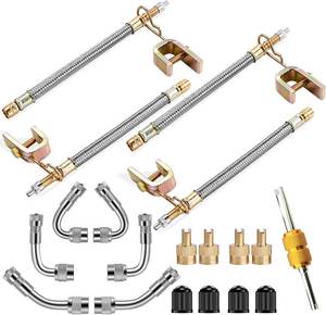 lot 8902 image: Valve Stem Extenders, 4 Pcs 7in180mm, Stainless, Brass Adapters 4590135