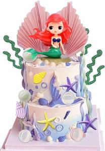 lot 8908 image: MEMOVAN Mermaid Cupcake Topper with Bubble Balls Seashell - 16pcs