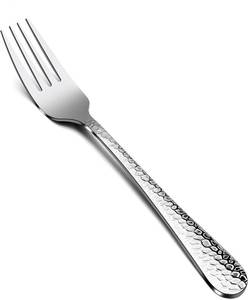 lot 8919 image: E-far 12-Piece Stainless Steel Hammered Dinner Forks Set, 7.9 in