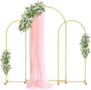 lot 8922 image: Pureegg Gold Metal Arch Backdrop Stand Set of 3 (7.2ft & 6ft & 6ft)