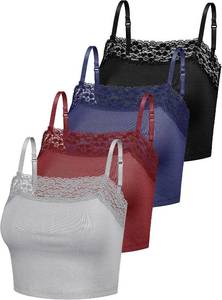 lot 8927 image: Bencailor 4 Pcs Womens Lace Cami Tops Adjustable Strap Tank Camisoles2X