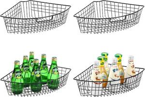 lot 8942 image: Leeden Lazy Susan Wire Storage Organizer Basket - 24 Lazy Susan, 4-Pack
