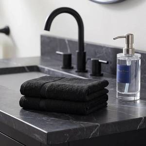 lot 8951 image: American Cotton Washcloths 4pcs Black Facial Towels 100g Soft Absorbent Bath Tow