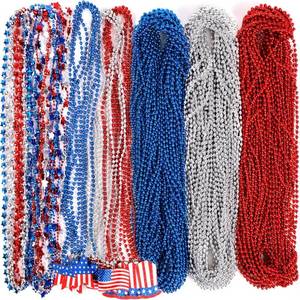 lot 8952 image: Moon Boat 120PCS 4th of July Necklaces - Blue White Red Beads, Favors