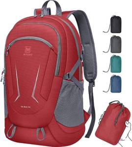 lot 8954 image: MIYCOO Ultralight Packable Backpack 35L Waterproof Hiking Daypack, Red